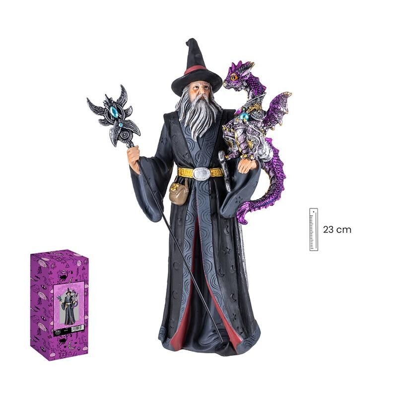Imagen Brujo 24 cm c/ Dragon Morado - Resina