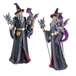 Imagen Brujo 24 cm c/ Dragon Morado - Resina