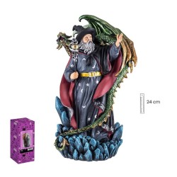 Imagen Brujo 24 cm c/ Dragon Verde - Resina