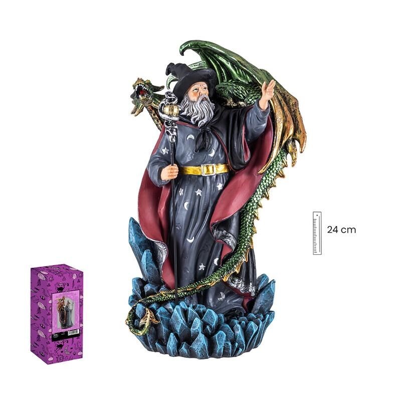 Imagen Brujo 24 cm c/ Dragon Verde - Resina