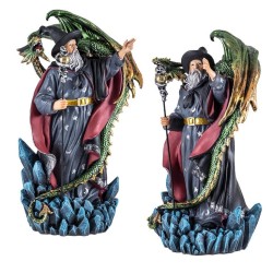 Imagen Brujo 24 cm c/ Dragon Verde - Resina