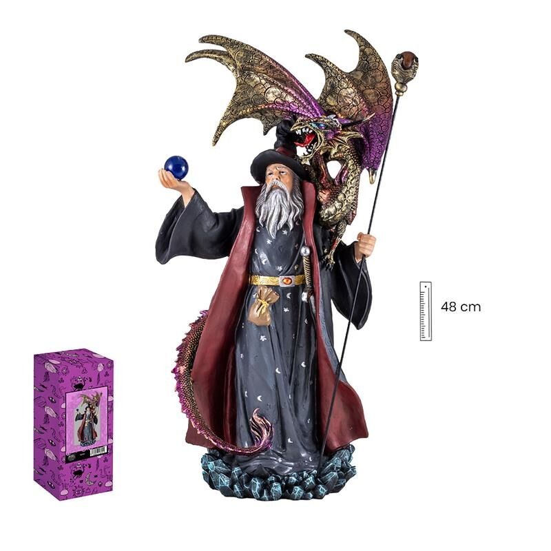 Imagen Brujo 48 cm c/ Dragon - Resina