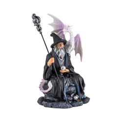 Imagen Brujo Sentado 16 cm c/ Dragon - Resina
