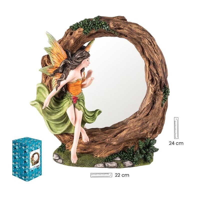 Imagen Espejo Hada 24 cm Naranja - Resina