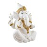 Ganesha Sentada 26 cm Blanco/Oro - Resina
