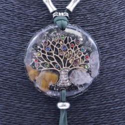 Collar Orgon Arbol de la vida brillantes Verde con Abalorios (5,4 cm Ajustable)