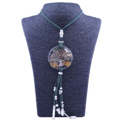 Collar Orgon Arbol de la vida brillantes Verde con Abalorios (5,4 cm Ajustable)