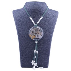 Collar Orgon Arbol de la vida brillantes Verde con Abalorios (5,4 cm Ajustable)
