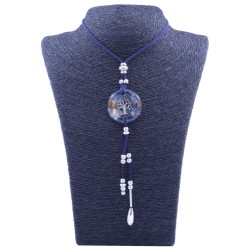 Collar Orgon Arbol de la Vida Azul con Abalorios (3,7 cm Ajustable)