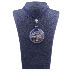 Collar Orgon Arbol de la vida brillantes Azul (5,4 cm Ajustable)