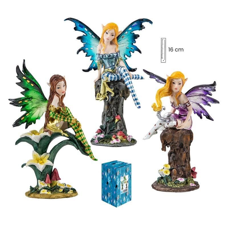 Imagen Hada Sentada 16 cm Alas Trasluc. 3S - Resina