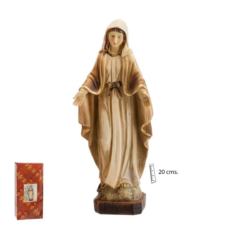 Virgen Milagrosa 20 cm - Madera Clara