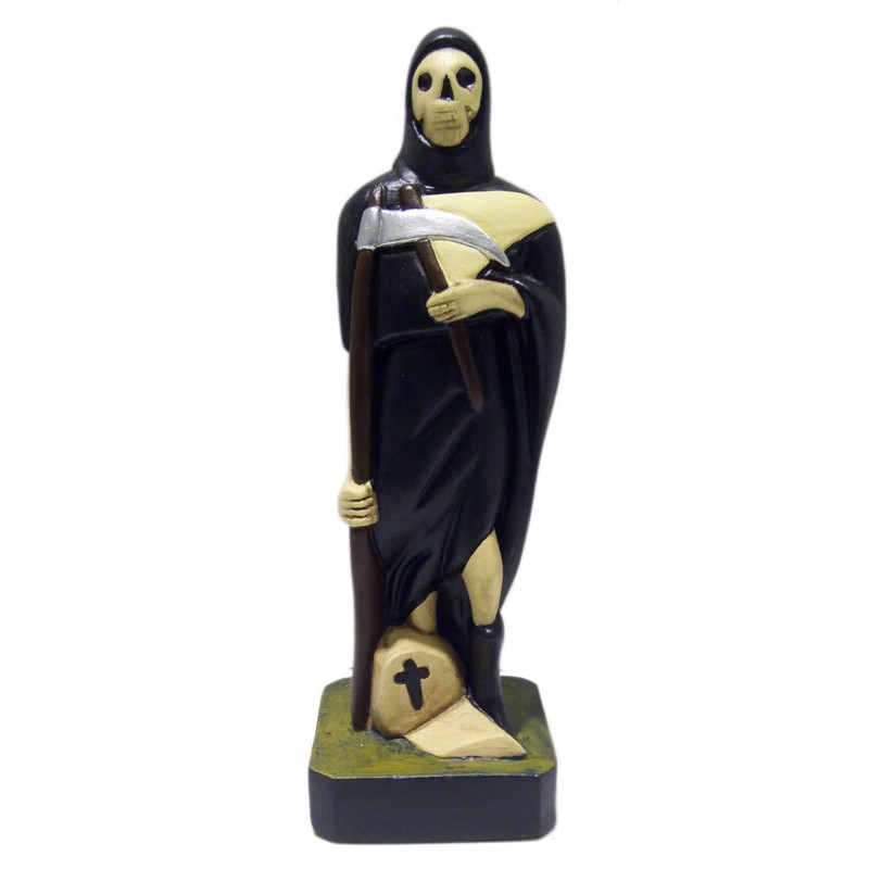 Santa Muerte 20 cm Manto Negro - Escayola
