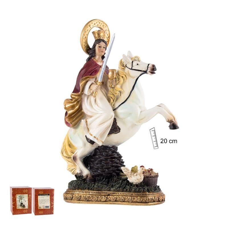 Santa Barbara 22 cm c/ Caballo - Resina