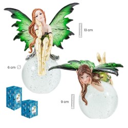 Pack 2 Hadas 13 cm c/ Bola Cristal 2 Surt - Resina
