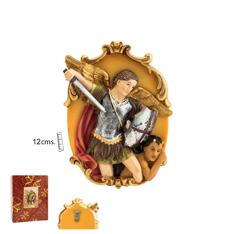 Arcangel San Miguel 12 cm c/ Placa Colgar - Resina
