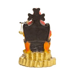 Santa Muerte sobre Trono Imperial Pata de Gallo con Balanza 29 cm (Roja) (c/ Amuleto Base) - Resina