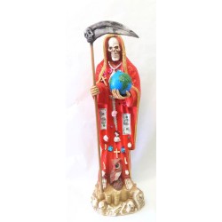 Santa Muerte Vestida Roja 71 cm - Resina Artesanal ·