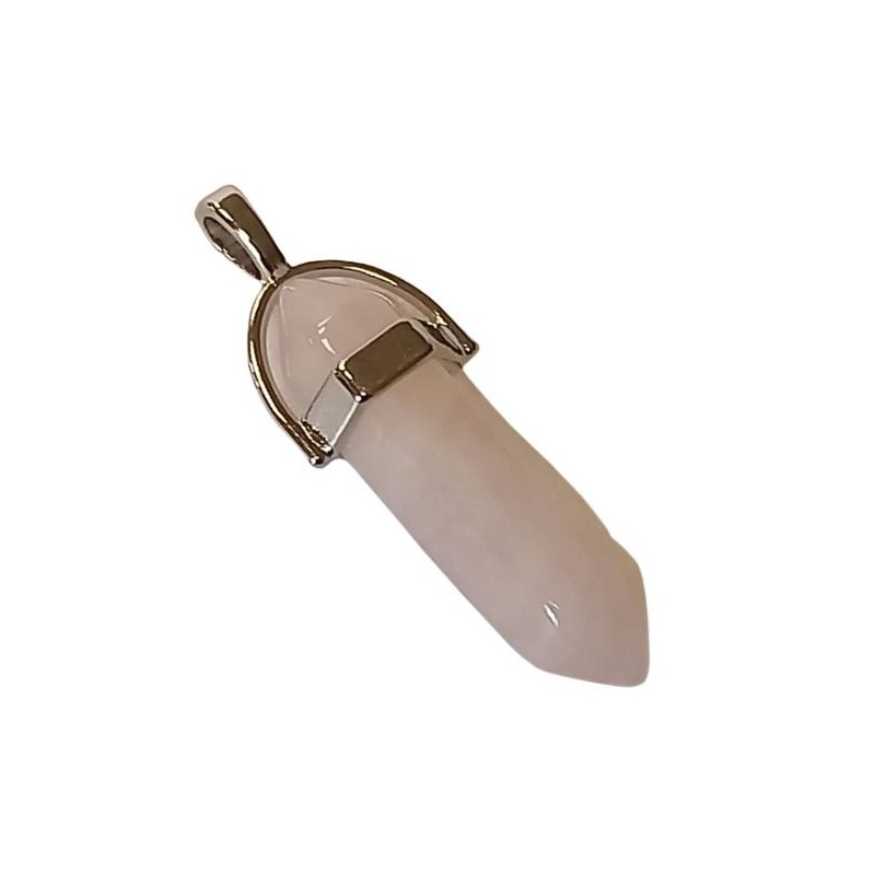 Colgante Piedra Punta Cuarzo Rosa 3.5 a 4 cm (Engarce Acero)
