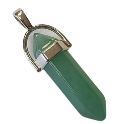 Colgante Piedra Punta Cuarzo Verde 3.5 a 4 cm (Engarce Acero)