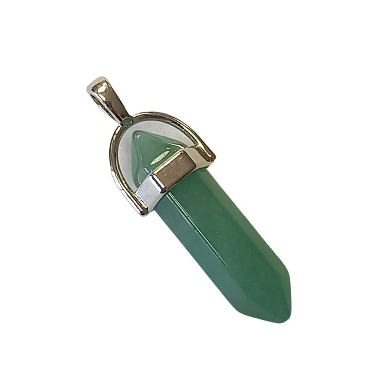 Colgante Piedra Punta Cuarzo Verde 3.5 a 4 cm (Engarce Acero)