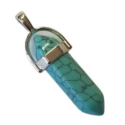 Colgante Piedra Punta Howlita 3.5 a 4 cm (Engarce Acero)