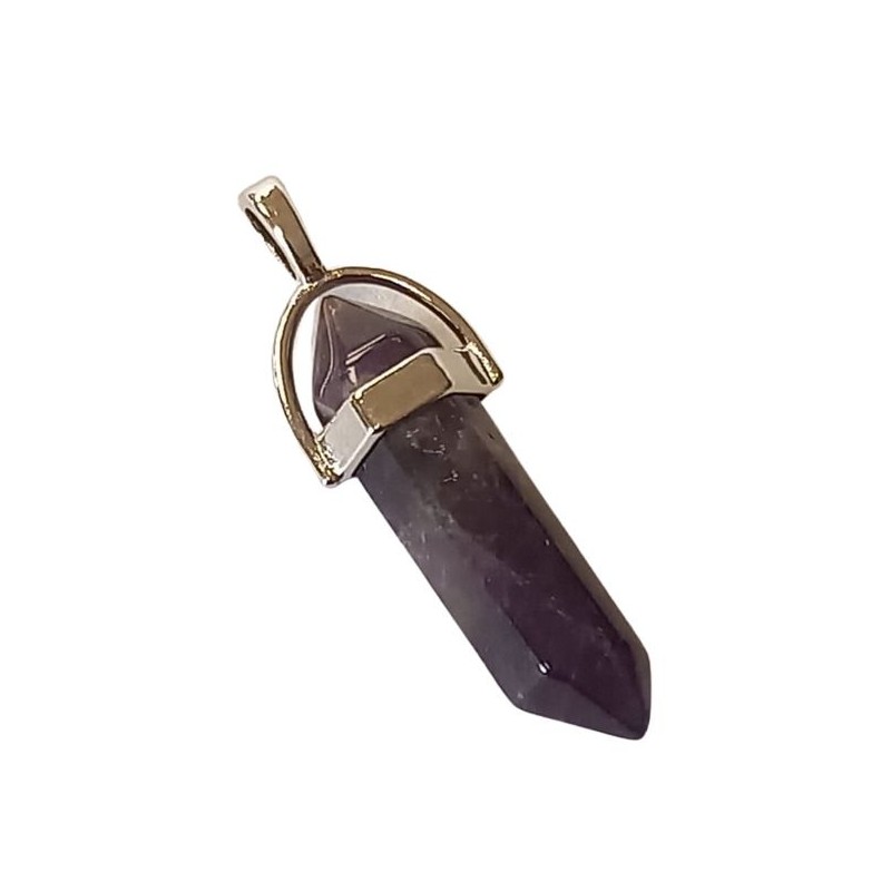 Colgante Piedra Punta Amatista 3.5 a 4 cm (Engarce Acero)