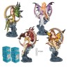 Set 4 Hadas 18 cm c/ Luna Alas Traslucidas - Resina