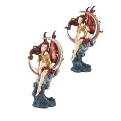 Set 4 Hadas 18 cm c/ Luna Alas Traslucidas - Resina