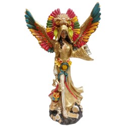 Encarnada Alas Azteca Jaguar (Dorada) 58 cm - Resina Artesanal ·