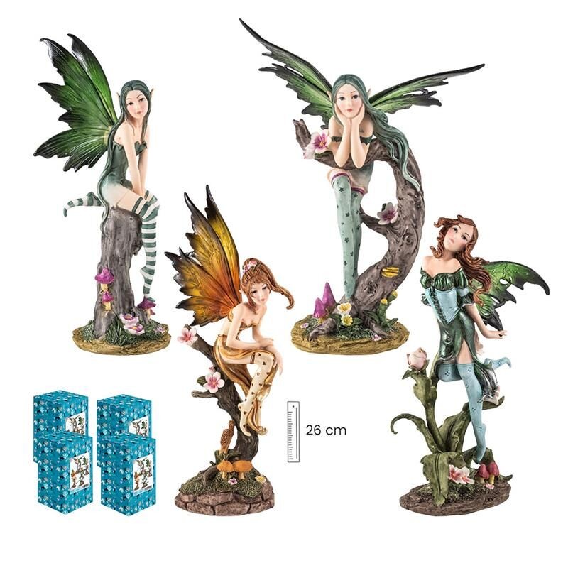 Set 4 Hadas 28 cm Alas Traslucidas 4 Surt - Resina