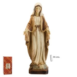 Virgen Milagrosa 30 cm - Madera Clara
