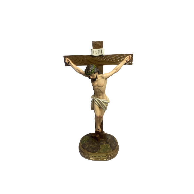 Cristo en la Cruz 20 cm c/ peana  - Resina