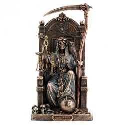 Santa Muerte en Trono 21 cm c/ Scythe y Balanza (Dorado