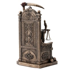 Santa Muerte en Trono 21 cm c/ Scythe y Balanza (Dorado