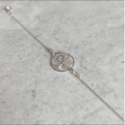 Pulsera Plata Arbol de la Vida - ajustable 16 a 19 cm