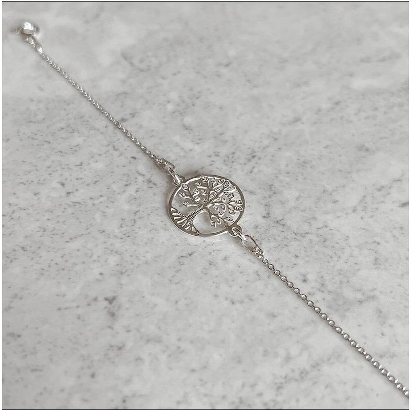 Pulsera Plata Arbol de la Vida - ajustable 16 a 19 cm