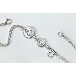 Amuleto Plata Doble Protección Pulsera Llave con San Benito