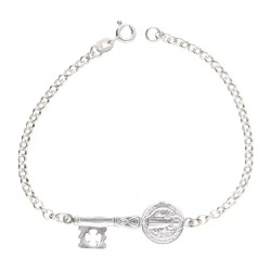 Amuleto Plata Pulsera Llave San Benito 17-20 cm Ajustable