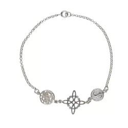 Amuleto Plata Triple Protección Pulsera Nudo de Bruja con