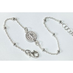 Pulsera Plata San Benito c/ bolas 16-19 cm Ajustable