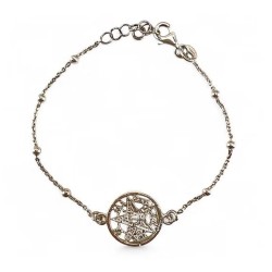 Pulsera Plata Tetragramatón c/ bolas 16-19 cm Ajustable