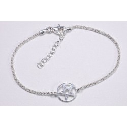 Pulsera Plata Pentagrama Celta Cola de Ratón 16-19 cm