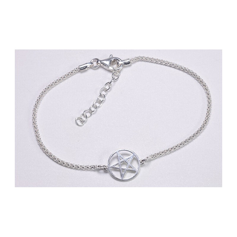 Pulsera Plata Pentagrama Celta Cola de Ratón 16-19 cm