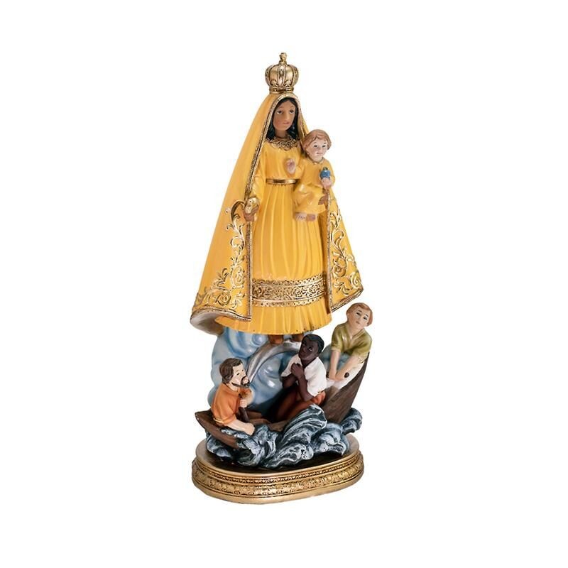 Virgen Caridad 30 cm Cobre Amarilla - Resina