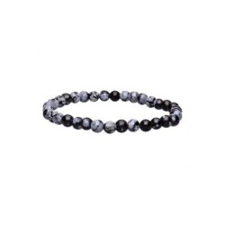 Pulsera Piedra Rodada Obsidiana Nevada Bola 4 mm (Elastica)