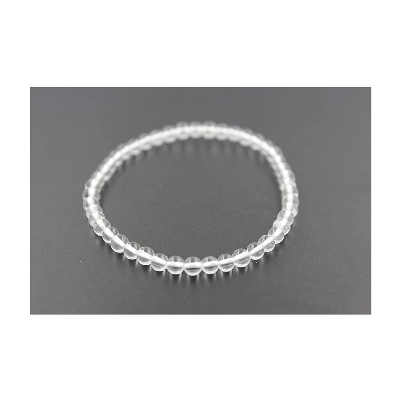 Pulsera Piedra Rodada Cristal de Roca Bola 4 mm (Elastica)