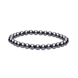 Pulsera Piedra Rodada Hematite Bola 6 mm (Elastica)