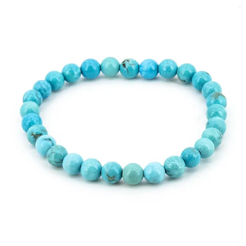 Pulsera Piedra Rodada Turquenita Bola 6 mm (Elastica)