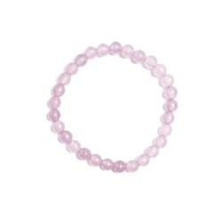Pulsera Piedra Rodada Cuarzo Rosa Bola 6 mm (Elastica)